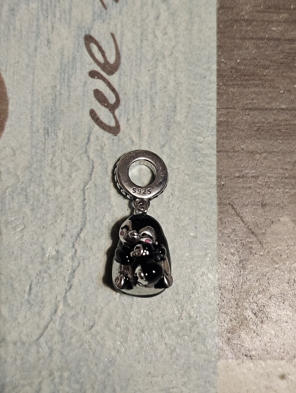 Sterling Silver 925 Mama & Baby Penguin Charm Pendant